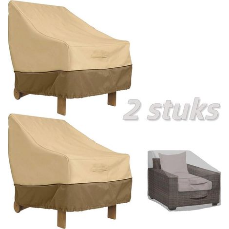 Housses de chaise imperméables, lot de 2, 80 x 85 x 92 cm, tissu Oxford 210D, housses de protection pour chaises de jardin, imperméables et résistantes aux UV (1/5)