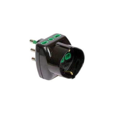 ADATTATORE TRIPLO SHUKO 2 POLI + TERRA 16A VERTICAL SYSTEM- - nero 82241 - 1 pezzi FANTON
