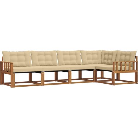 Ensemble de canapés d'extérieur 5 pcs  Salon de jardin Naturel et Beige