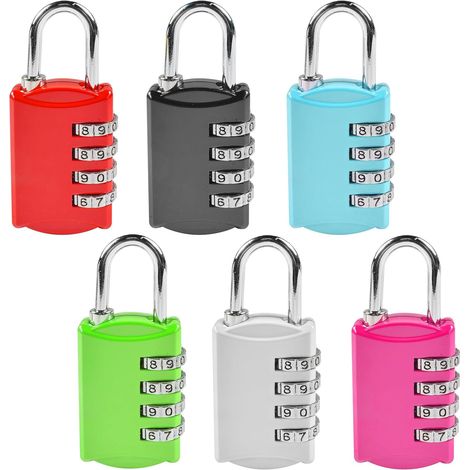 6 Pièces Cadenas Code 4 Chiffres,Cadenas de Sécurité Résistant Aux Intempéries,Petit Cadenas Casier Code Alliage de Zinc Cadenas Valise,Code de Verrouillage Voyage,pour Casier,Valise, Garage,Portail (1/5)
