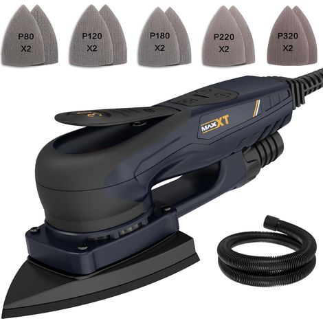 Levigatrice triangolare MAXXT senza spazzole da 3 mm, motore EC potente da 350 W, regolazione della velocità, con 10 carte abrasive di alta qualità per levigatura precisa del legno (1/5)