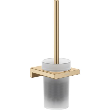 Hansgrohe – Porte-brosse WC mural 41752140 – Verre mat et métal – Fixation cachée – Bronze brossé pour salle de bain moderne
