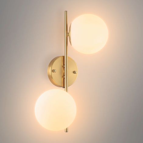 Aplique De Pared Doble Bola Cristal "Double" - Dorado