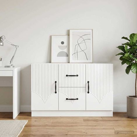 vidaXL Credenza Bianco Lucido 89 x 34,5 x 57 cm Legno (1/5)