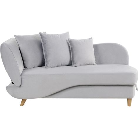 Chaise Longue in velluto grigio chiaro lato sinistro con contenitore Meri II