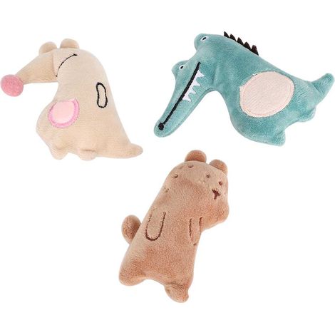 Lot de 3 peluches pour chat, jouet d'entraînement et d'interaction avec de l'herbe à chat, formes variées. (1/5)
