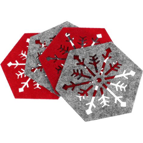 Sets de table hexagonaux en tissu pour la cuisine, ensemble de 16 pièces, idéal pour Noël (1/5)