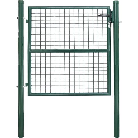Randaco Gartentor Metall Gartentür robust langlebig Zauntor Verzinkt Einzel Wellengitter Zauntür Grün (100x100cm)