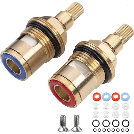 Cartouche Thermostatique - Cartouche Ceramique 1/2 Pouces Quart De Tour - 20 Crans x 51 Mm - Pour Robinet Cuisine Salle De Bain - Paire (1/5)