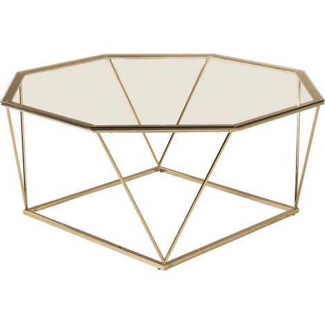 Table Basse Design en Verre "Osterlen" 100cm Or (1/5)