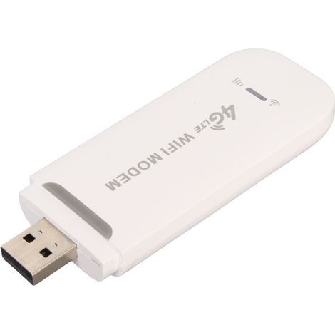 Routeur WiFi 4G 150 Mbps, emplacement pour carte SIM, compatible avec 10 appareils, USB Plug and Play, modem WiFi USB 4G LTE pour bureau, voyage et maison (blanc). (1/4)