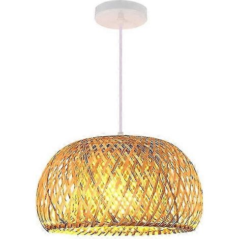 Lustre semi-circulaire en bambou 2025, lampe chinoise en rotin pour salon, salle à manger, bureau (E27) (1/4)
