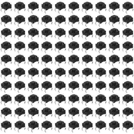 100 boutons poussoirs tactiles étanches, interrupteur électronique lumineux à patch, format 6x6x5mm, lot de pièces détachées (1/5)
