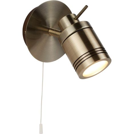 Searchlight Samson - Projecteur mural à 1 lumière LED pour salle de bain, laiton antique IP44, GU10 (1/3)