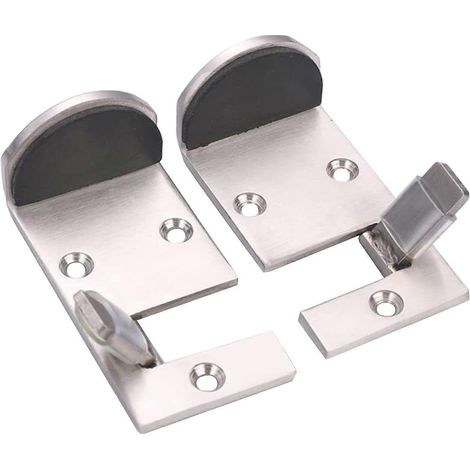 Lot de 2 butées de porte en acier inoxydable de 90 mm, butées de porte robustes à fixation invisible avec amortisseur en caoutchouc pour la maison et le bureau (1/4)