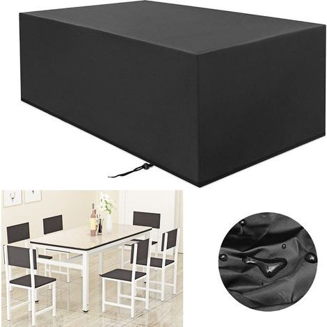 Funda impermeable para muebles de jardín (mesa y sillas) – Oxford negro (1/5)