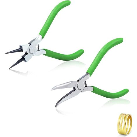 Pinces de bijoutier à bec rond, 2 pièces/5"/5,5", bec courbé (1/5)