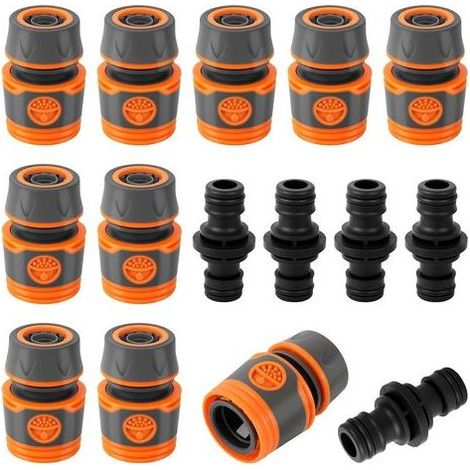 Raccords de Tuyau D'arrosage, 15 Pièces Embout Tuyau Arrosage avec Accessoires de Raccord, Connecteur Rapide de Tuyau D'arrosage 1/2 Pouce Raccord Tuyau Arrosage pour Famille Jardin (1/5)