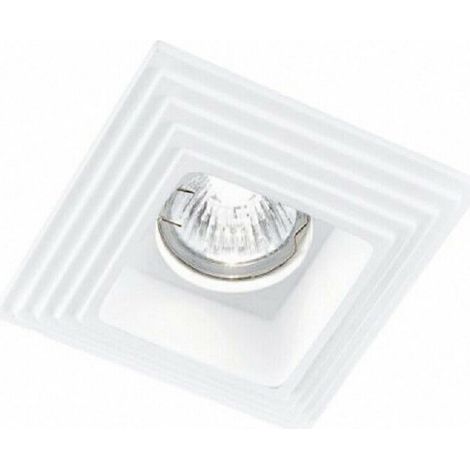 TRADE SHOP - Portafaretto Incasso Gesso A Scomparsa Motivo Quadrato Portalampada Gu10 Gs-16 - (1/3)
