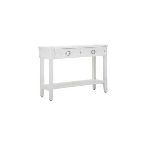 Console Shine bois blanc avec tiroirs et étagère (1/5)