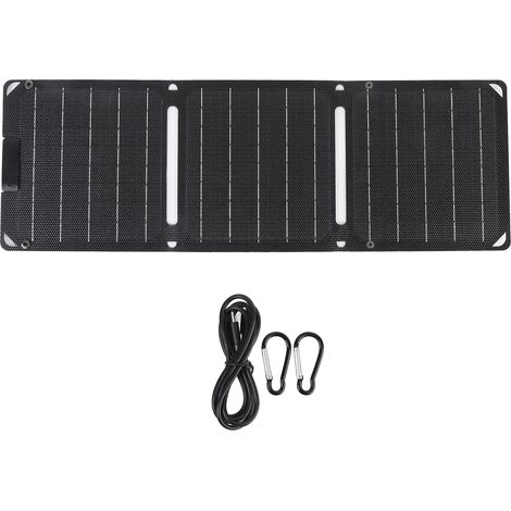 Ortviai Panneau Solaire Portable 30 W, Pliable en 3 Parties, Monocristallin avec 2 Ports USB-C pour Ordinateurs Portables, Tablettes et Smartphones
