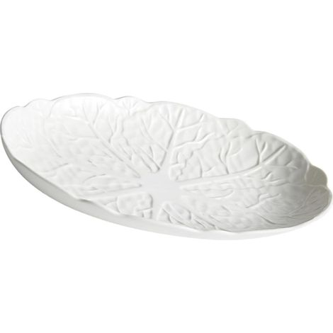à poisson ovale en céramique OUNONA blanc avec relief