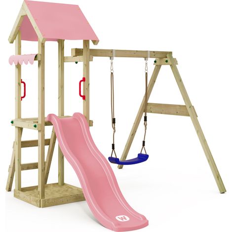 Wickey – Aire de jeux en bois pour enfants avec toboggan 175cm – Bac à sable intégré – Hauteur plateforme 90cm – Résistant aux intempéries