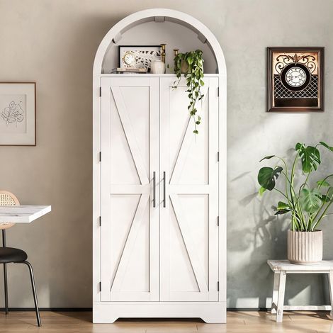 Buffet coloris blanc en MDF 70 x 35 x 170 cm (1/5)