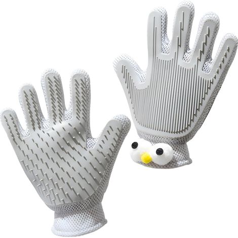 Gant de toilettage 2 en 1 pour chats et chiens, gant double face pour enlever les poils, brosse douce de démêlage et massage, accessoire pratique pour entretien du pelage (1/5)