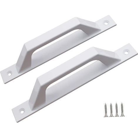 Poignée de porte en forme de D pour portes de jardin en bois (blanc, 200 mm, lot de 2) (1/5)