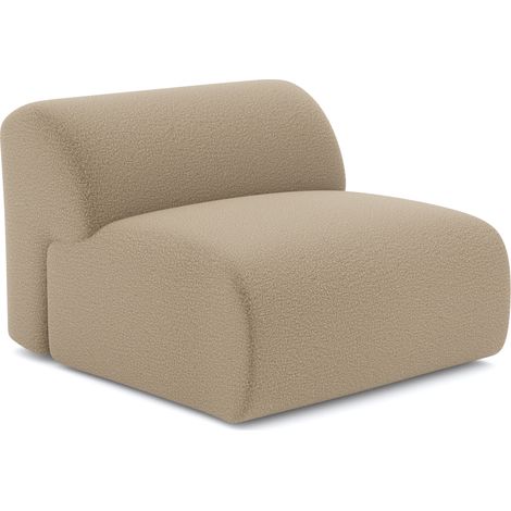 Fauteuil sans accoudoirs en tissu bouclette taupe MYRA (1/5)
