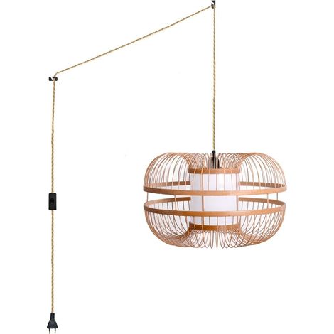 Suspension japonaise en bambou "Kaizen" avec interrupteur et - Corde boho chic (1/5)