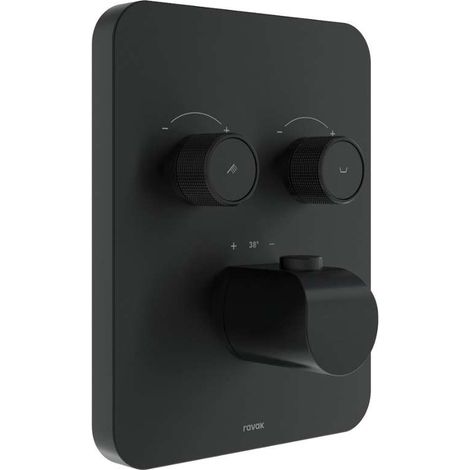 Ravak Flat - Thermostatische Unterputz-Armatur FL 063.20BLM.O2.RB072, für 2 Verbraucher, mattschwarz X070748 (1/4)