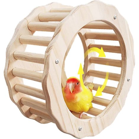 Perchoir pour oiseaux, jouet interactif à bascule pour perruche et perchoir, roue d'exercice en bois, jouet d'enrichissement de puzzle, support de jeu pour perruches conures (D) (1/5)