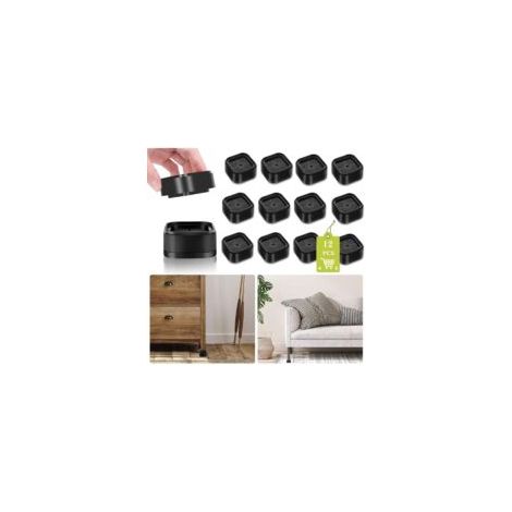 12er-Set Möbelfüße – Verstellbare und stabile Bettfüße – Für Tische, Schreibtische, Sofas, Stühle, Kleiderschränke, Bettbeine, Studentenzimmer – Schwarz – Crezuo
