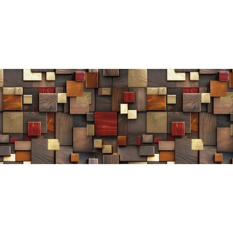 Tappeto Passatoia Cucina Antiscivolo Con Stampa Digitale Dis.Quadri 3D Rosso, misura50x90coloreQuadri Rosso