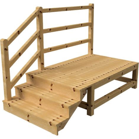 MILANO Außentreppe 3 geschlossene Stufen H54 cm - Podest L189 x B120 cm - Treppengeländer links - Podestgeländer links
