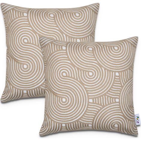 Paco Home Kissenbezug Deko Kissenhülle Kissenbezüge Skandi Muster 2er Set Sofa Zierkissen 2pcs-Set, Gelb-Braun