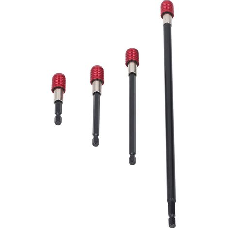 Ensemble 4 rallonges porte-embout 60, 100, 150 et 300 mm, queue hexagonale 1/4 pouce, fortement magnétiques pour visseuse (1/5)