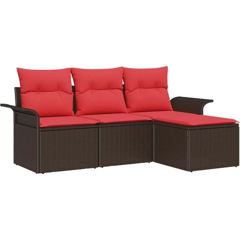 Maison Exclusive - Set Divano da Giardino con cuscino 4 pcs Marrone polyrattan
