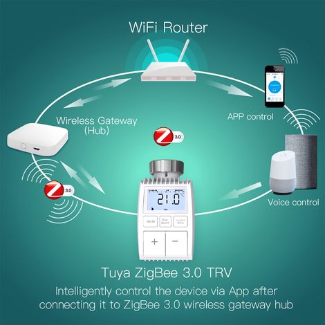 Termostato per radiatore ZigBee, regolatore di temperatura per riscaldamento TRV 3.0, manometro, valvola termostatica, app mobile intelligente compatibile con Amazon Alexa Home (da utilizzare solo per (1/5)