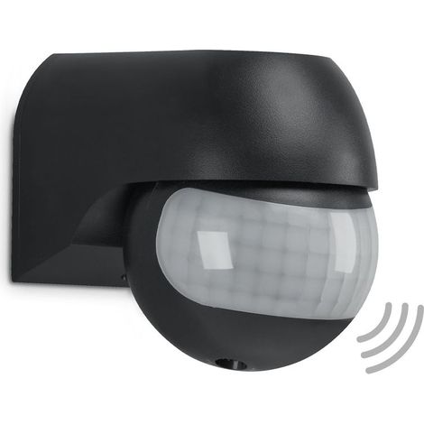 TELEFUNKEN - Détecteur de mouvement, capteur de mouvement 180°, portée max. 12m, réglage du temps inclus, max. 2.000 Watt, IP44, noir, 77x55x70mm (LxlxH)