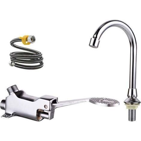 Mitigeur de lavabo à pédale – Valve en cuivre pour contrôle sans contact – Finition galvanisée – Installation facile – Pour hôpitaux et écoles (1/5)