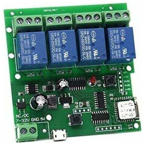 BARKBUSTERS4 canaux WIFI Momentary Inching Relais Module d'interrupteur de sécurité automatique, contrôleur de porte de garage WiFi DIY (5-32 V) (1/3)