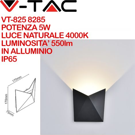 V-TAC VT-825 8285 Lampada LED da Muro a Tasca 5W Colore Grigio 4000K IP65 (1/5)