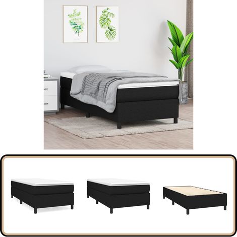 Bettgestell ohne Matratze Schwarz 80x200 cm Stoff - Schlafzimmer Möbel - Bettgestell - Doppelbett - Boxspringbetten - Lattenrost