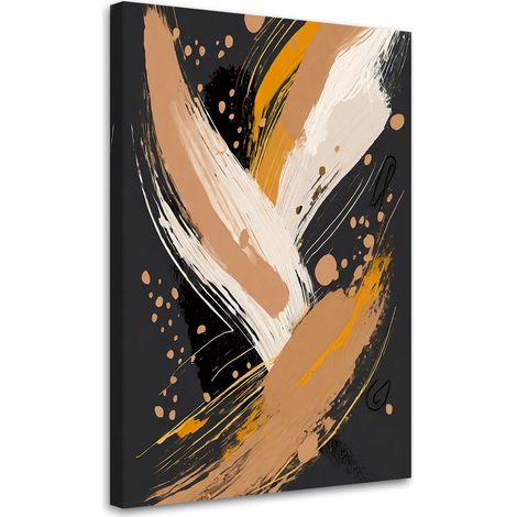 Wandbild für das Wohnzimmer Abstraktion Pinsel Beige Dunkler Hintergrund 40x60 cm