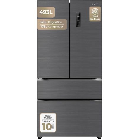 Frigorífico Francés EVVO F81DX Inox, Total No Frost, Motor Inverter, 493L, Clase E (1/5)