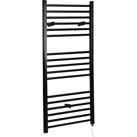 Hudson Reed Nox - Sèche-Serviettes Design Électrique Moderne Plat - Noir  - 120 cm x 60 cm