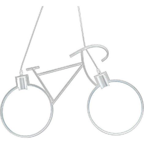Trade Shop - DECKENHÄNGER E27-KRONLEUCHTER IN FORM EINER FAHRRAD-FAHRRADLAMPE A10 - Weiß (1/3)